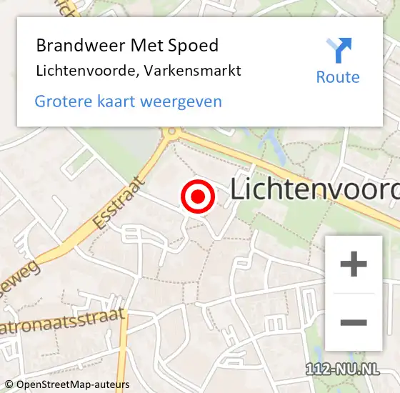 Locatie op kaart van de 112 melding: Brandweer Met Spoed Naar Lichtenvoorde, Varkensmarkt op 6 mei 2022 12:11