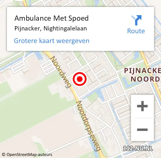 Locatie op kaart van de 112 melding: Ambulance Met Spoed Naar Pijnacker, Nightingalelaan op 6 mei 2022 12:14