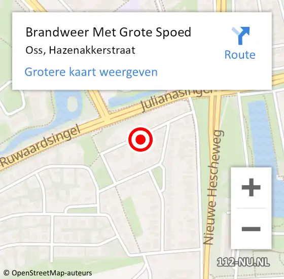 Locatie op kaart van de 112 melding: Brandweer Met Grote Spoed Naar Oss, Hazenakkerstraat op 6 mei 2022 12:40