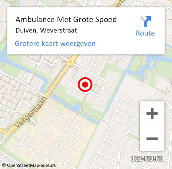 Locatie op kaart van de 112 melding: Ambulance Met Grote Spoed Naar Duiven, Weverstraat op 6 mei 2022 12:40