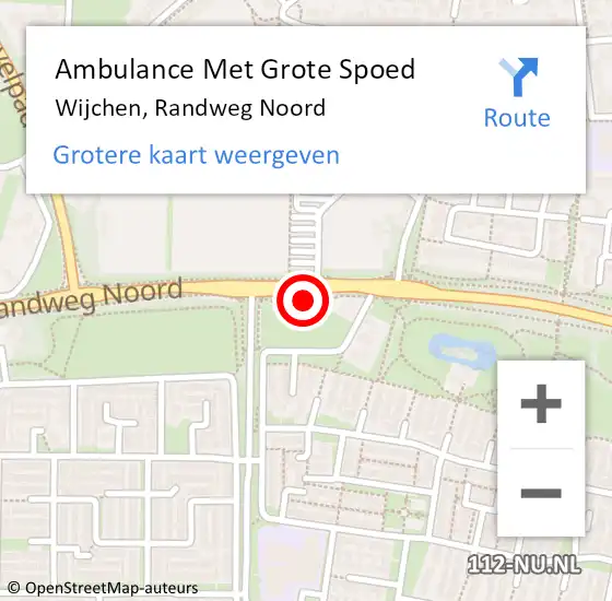 Locatie op kaart van de 112 melding: Ambulance Met Grote Spoed Naar Wijchen, Randweg Noord op 6 mei 2022 12:41