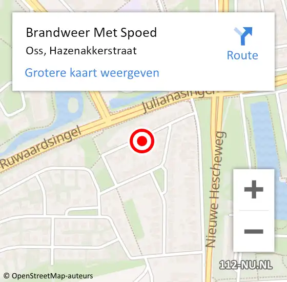 Locatie op kaart van de 112 melding: Brandweer Met Spoed Naar Oss, Hazenakkerstraat op 6 mei 2022 12:42