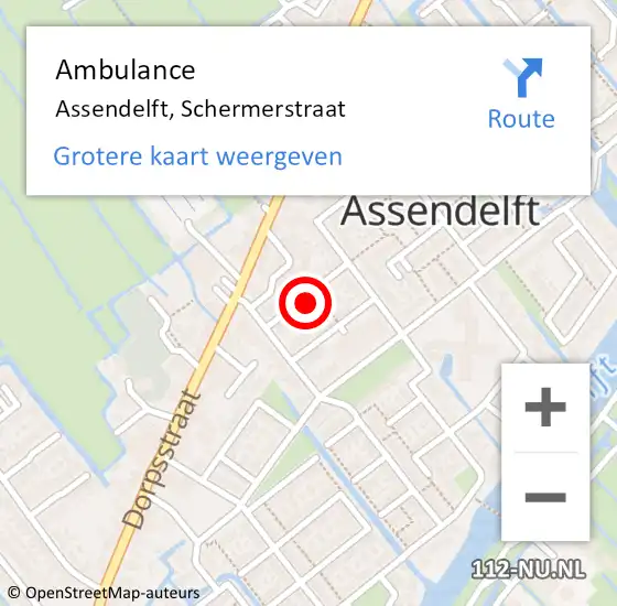 Locatie op kaart van de 112 melding: Ambulance Assendelft, Schermerstraat op 6 mei 2022 12:43