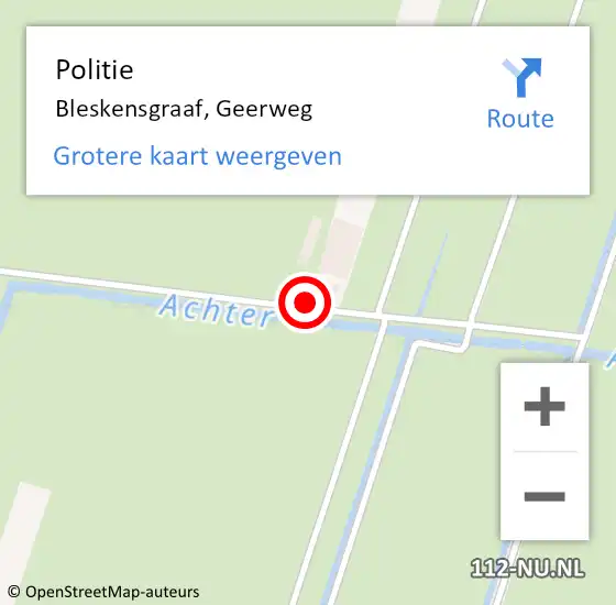 Locatie op kaart van de 112 melding: Politie Bleskensgraaf, Geerweg op 6 mei 2022 12:46