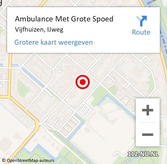 Locatie op kaart van de 112 melding: Ambulance Met Grote Spoed Naar Vijfhuizen, IJweg op 6 mei 2022 13:04