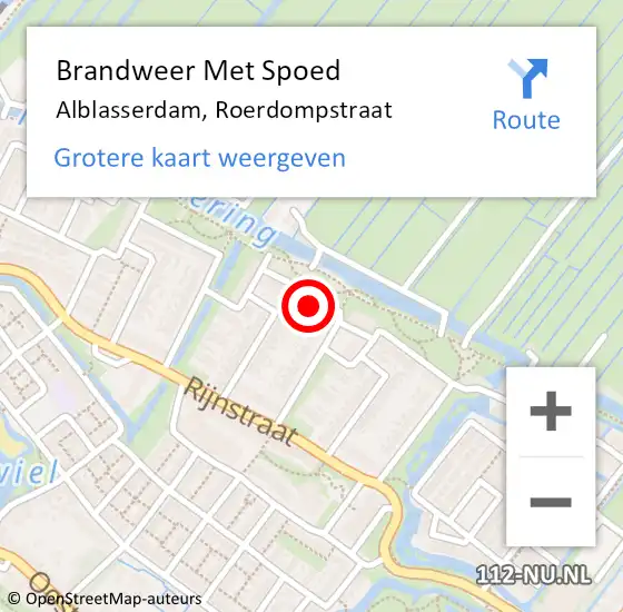 Locatie op kaart van de 112 melding: Brandweer Met Spoed Naar Alblasserdam, Roerdompstraat op 6 mei 2022 13:25