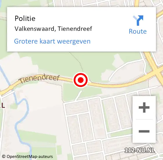 Locatie op kaart van de 112 melding: Politie Valkenswaard, Tienendreef op 6 mei 2022 13:27