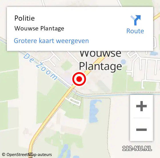 Locatie op kaart van de 112 melding: Politie Wouwse Plantage op 6 mei 2022 13:32