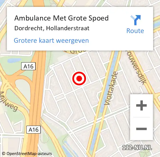 Locatie op kaart van de 112 melding: Ambulance Met Grote Spoed Naar Dordrecht, Hollanderstraat op 6 mei 2022 13:40