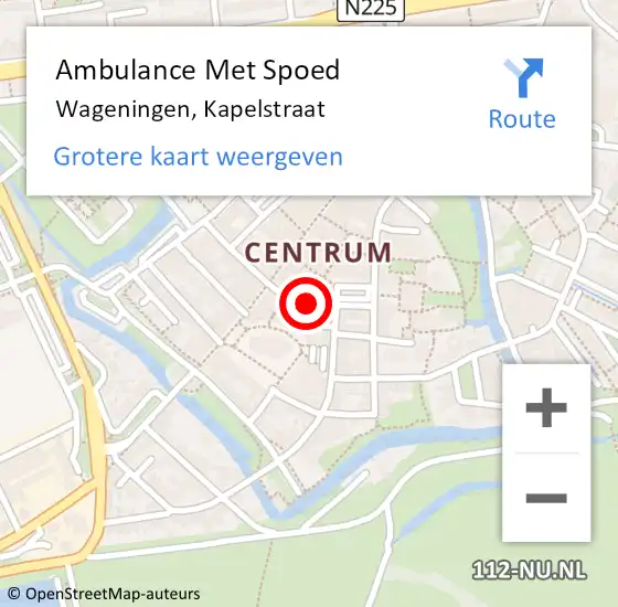 Locatie op kaart van de 112 melding: Ambulance Met Spoed Naar Wageningen, Kapelstraat op 6 mei 2022 13:42