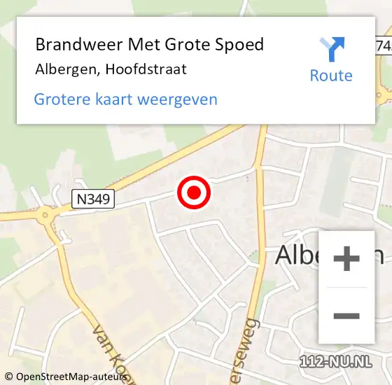 Locatie op kaart van de 112 melding: Brandweer Met Grote Spoed Naar Albergen, Hoofdstraat op 6 mei 2022 13:44