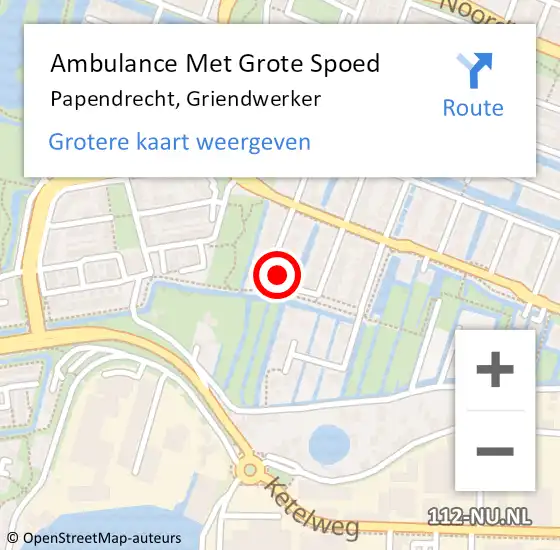 Locatie op kaart van de 112 melding: Ambulance Met Grote Spoed Naar Papendrecht, Griendwerker op 6 mei 2022 13:48