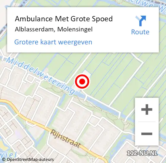 Locatie op kaart van de 112 melding: Ambulance Met Grote Spoed Naar Alblasserdam, Molensingel op 6 mei 2022 14:02