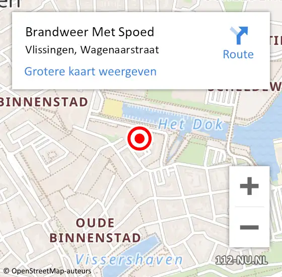 Locatie op kaart van de 112 melding: Brandweer Met Spoed Naar Vlissingen, Wagenaarstraat op 6 mei 2022 14:03