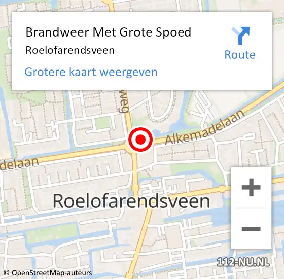 Locatie op kaart van de 112 melding: Brandweer Met Grote Spoed Naar Roelofarendsveen op 16 juli 2014 15:19