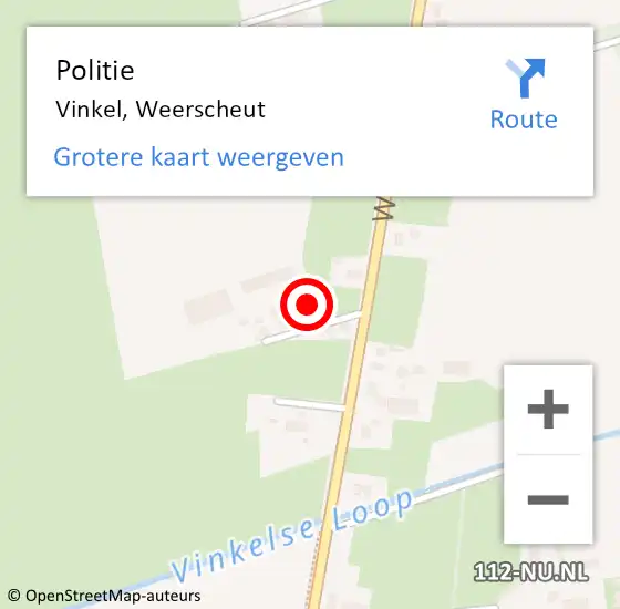 Locatie op kaart van de 112 melding: Politie Vinkel, Weerscheut op 6 mei 2022 14:28