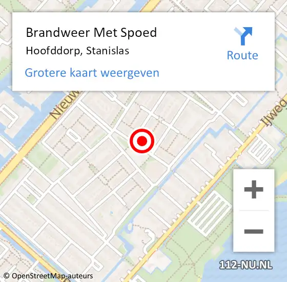 Locatie op kaart van de 112 melding: Brandweer Met Spoed Naar Hoofddorp, Stanislas op 6 mei 2022 15:10