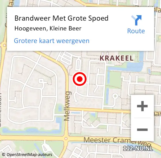 Locatie op kaart van de 112 melding: Brandweer Met Grote Spoed Naar Hoogeveen, Kleine Beer op 6 mei 2022 15:23