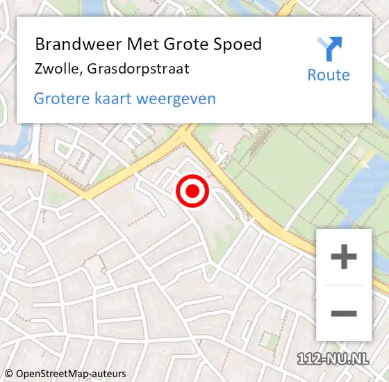 Locatie op kaart van de 112 melding: Brandweer Met Grote Spoed Naar Zwolle, Grasdorpstraat op 6 mei 2022 15:33