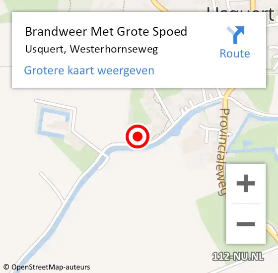 Locatie op kaart van de 112 melding: Brandweer Met Grote Spoed Naar Usquert, Westerhornseweg op 6 mei 2022 15:36