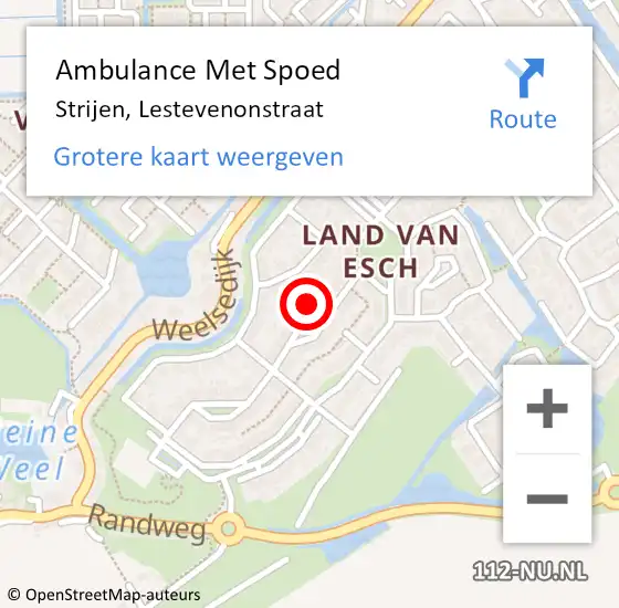 Locatie op kaart van de 112 melding: Ambulance Met Spoed Naar Strijen, Lestevenonstraat op 6 mei 2022 15:42