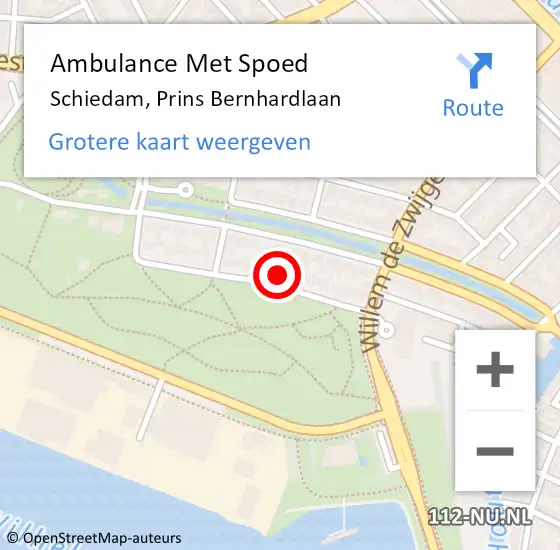 Locatie op kaart van de 112 melding: Ambulance Met Spoed Naar Schiedam, Prins Bernhardlaan op 6 mei 2022 15:45