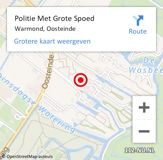 Locatie op kaart van de 112 melding: Politie Met Grote Spoed Naar Warmond, Oosteinde op 6 mei 2022 16:04