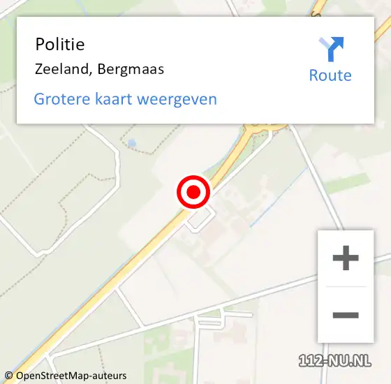 Locatie op kaart van de 112 melding: Politie Zeeland, Bergmaas op 6 mei 2022 16:05