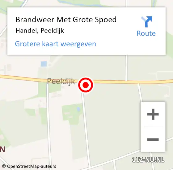 Locatie op kaart van de 112 melding: Brandweer Met Grote Spoed Naar Handel, Peeldijk op 6 mei 2022 16:08