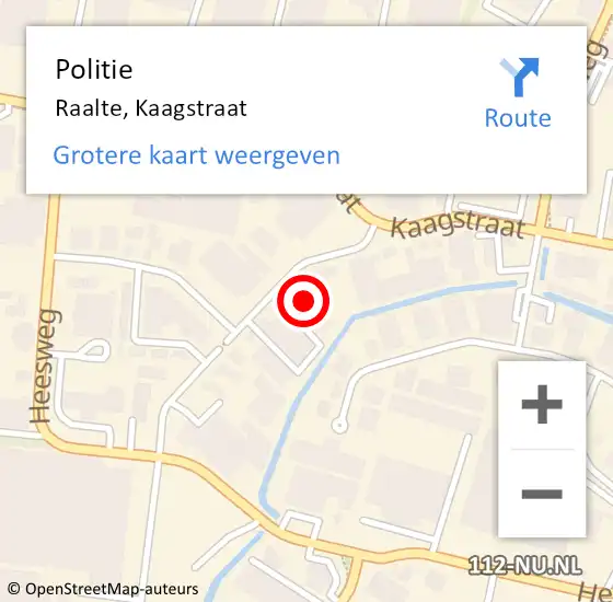 Locatie op kaart van de 112 melding: Politie Raalte, Kaagstraat op 6 mei 2022 16:13