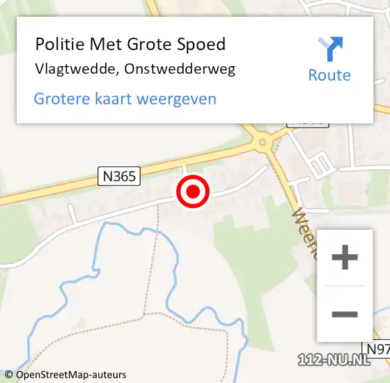 Locatie op kaart van de 112 melding: Politie Met Grote Spoed Naar Vlagtwedde, Onstwedderweg op 6 mei 2022 16:13