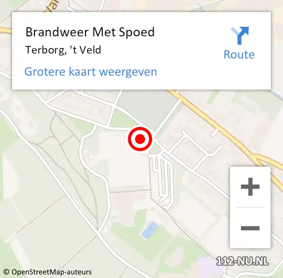 Locatie op kaart van de 112 melding: Brandweer Met Spoed Naar Terborg, 't Veld op 6 mei 2022 16:25