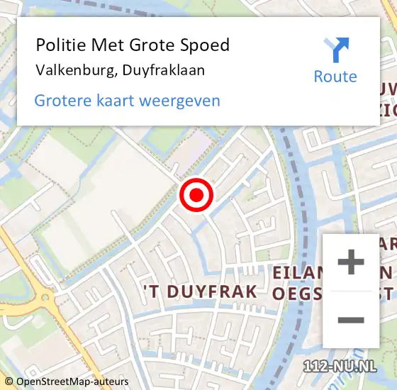 Locatie op kaart van de 112 melding: Politie Met Grote Spoed Naar Valkenburg, Duyfraklaan op 6 mei 2022 16:35