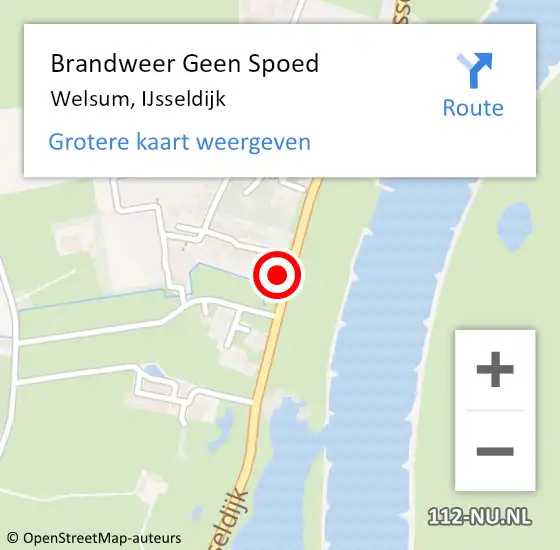 Locatie op kaart van de 112 melding: Brandweer Geen Spoed Naar Welsum, IJsseldijk op 6 mei 2022 16:48