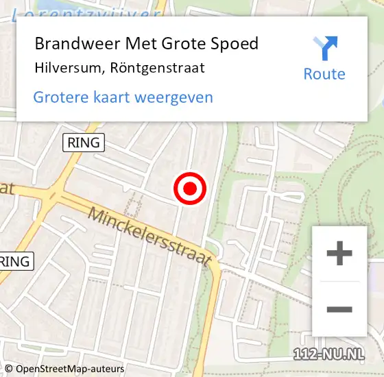 Locatie op kaart van de 112 melding: Brandweer Met Grote Spoed Naar Hilversum, Röntgenstraat op 6 mei 2022 16:54