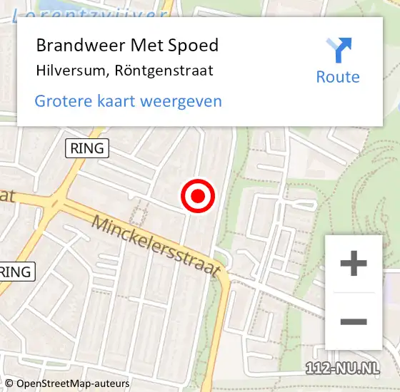 Locatie op kaart van de 112 melding: Brandweer Met Spoed Naar Hilversum, Röntgenstraat op 6 mei 2022 16:56