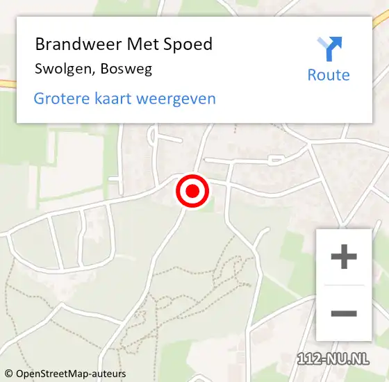 Locatie op kaart van de 112 melding: Brandweer Met Spoed Naar Swolgen, Bosweg op 6 mei 2022 17:05