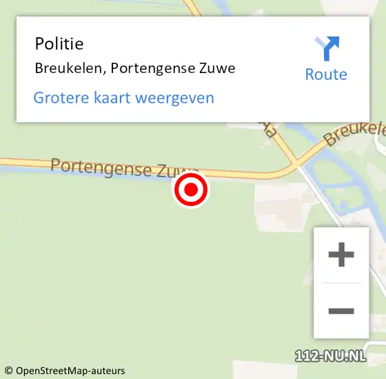Locatie op kaart van de 112 melding: Politie Breukelen, Portengense Zuwe op 6 mei 2022 17:18