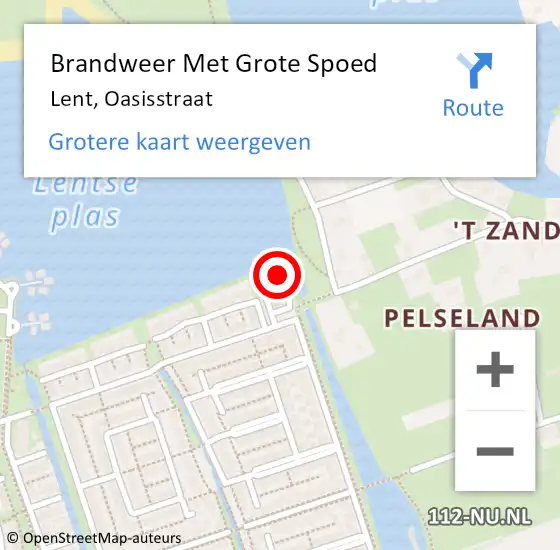 Locatie op kaart van de 112 melding: Brandweer Met Grote Spoed Naar Lent, Oasisstraat op 6 mei 2022 17:25