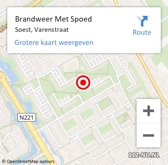 Locatie op kaart van de 112 melding: Brandweer Met Spoed Naar Soest, Varenstraat op 6 mei 2022 17:30