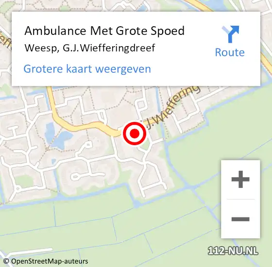 Locatie op kaart van de 112 melding: Ambulance Met Grote Spoed Naar Weesp, G.J.Wiefferingdreef op 6 mei 2022 17:33