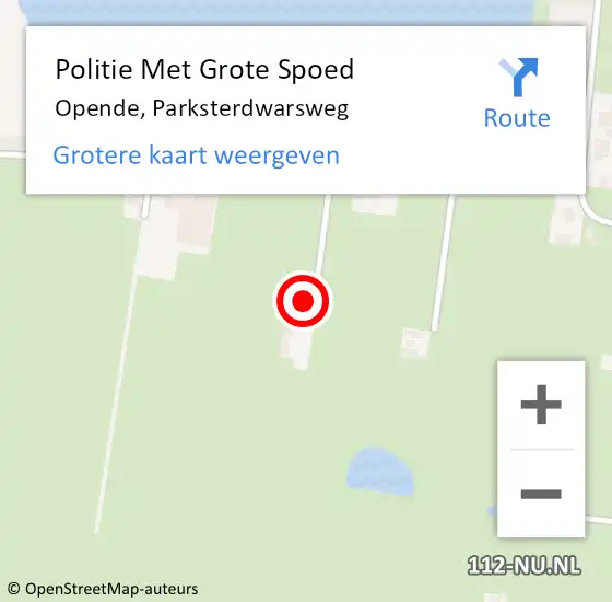 Locatie op kaart van de 112 melding: Politie Met Grote Spoed Naar Opende, Parksterdwarsweg op 6 mei 2022 17:34