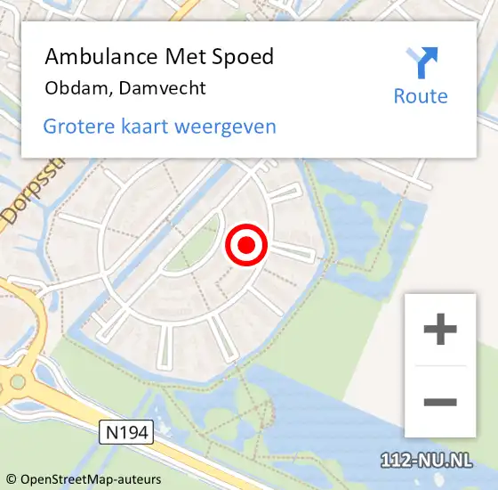 Locatie op kaart van de 112 melding: Ambulance Met Spoed Naar Obdam, Damvecht op 6 mei 2022 17:34