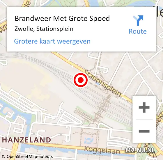 Locatie op kaart van de 112 melding: Brandweer Met Grote Spoed Naar Zwolle, Stationsplein op 6 mei 2022 17:37