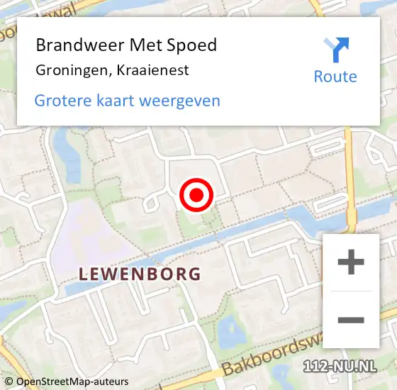 Locatie op kaart van de 112 melding: Brandweer Met Spoed Naar Groningen, Kraaienest op 6 mei 2022 17:37