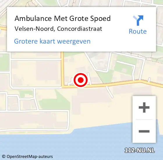 Locatie op kaart van de 112 melding: Ambulance Met Grote Spoed Naar Velsen-Noord, Concordiastraat op 6 mei 2022 17:42