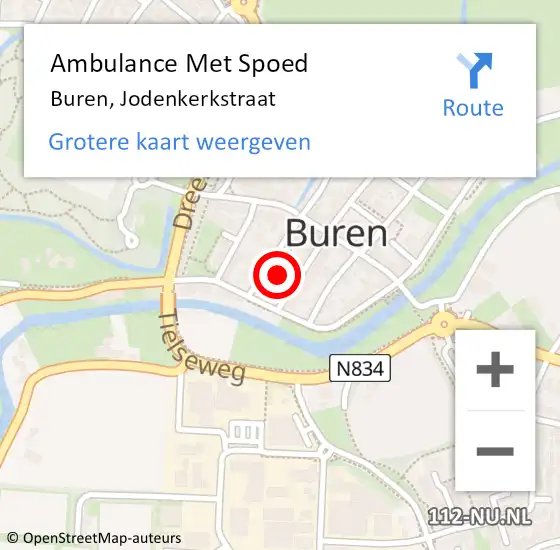 Locatie op kaart van de 112 melding: Ambulance Met Spoed Naar Buren, Jodenkerkstraat op 6 mei 2022 17:46