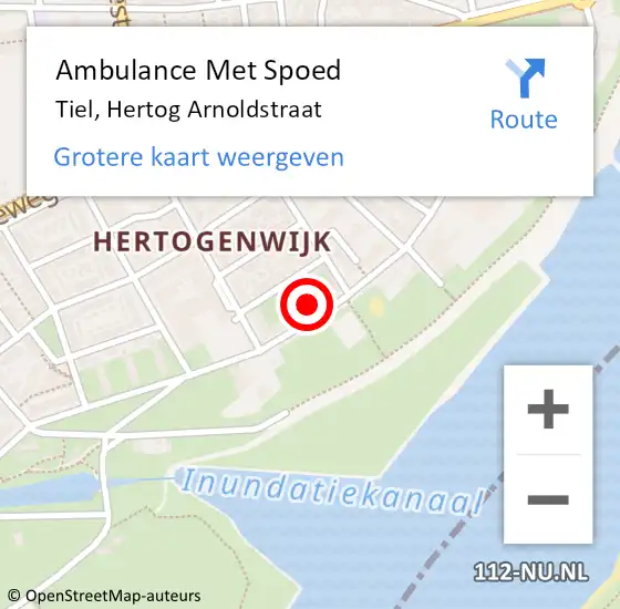 Locatie op kaart van de 112 melding: Ambulance Met Spoed Naar Tiel, Hertog Arnoldstraat op 6 mei 2022 17:46