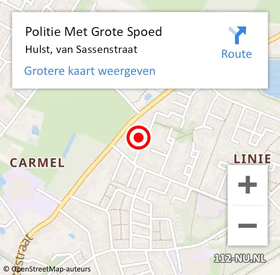 Locatie op kaart van de 112 melding: Politie Met Grote Spoed Naar Hulst, van Sassenstraat op 6 mei 2022 17:51