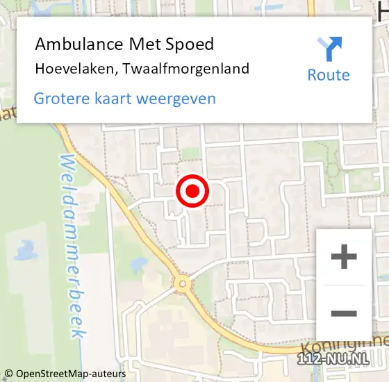 Locatie op kaart van de 112 melding: Ambulance Met Spoed Naar Hoevelaken, Twaalfmorgenland op 6 mei 2022 18:24